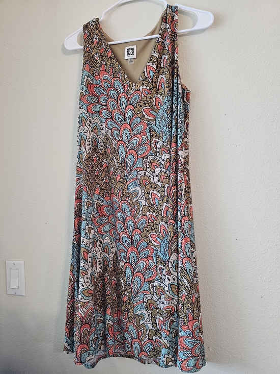 Anne Klein Dresses & Skirts - Anne Klein Sleeveless V-Neck Midi Dress in Coral, Teal & Brown